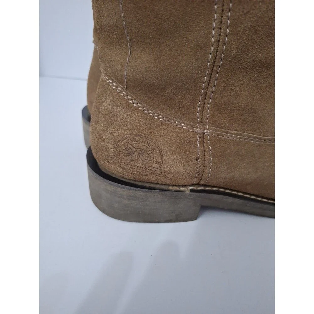 Brahma Del Rio Men's Brown Suede Leather Pull On Work Boots Sz 7 Western Cowboy